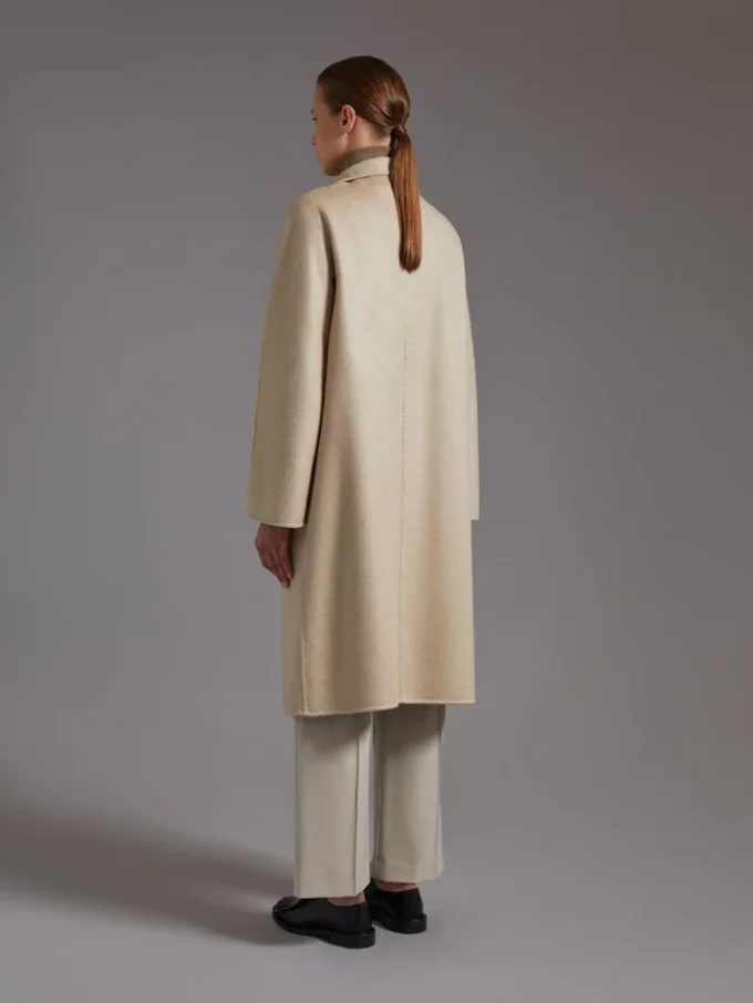 Manteau-cardigan midi en cachemire, couleur sable Manteau-cardigan midi en cachemire, couleur sable