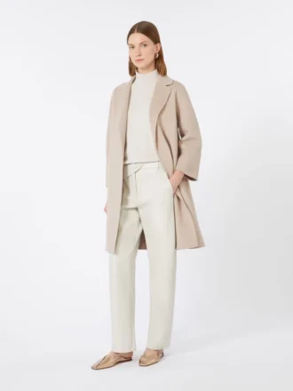 Manteau court en laine, beige-rose
