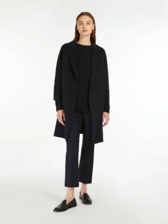 Manteau court en laine Double Face, bleu nuit