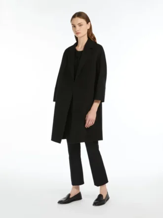 Manteau court en laine Double Face, noir