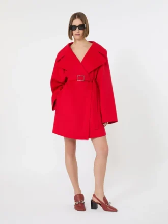 Manteau court en laine, rouge