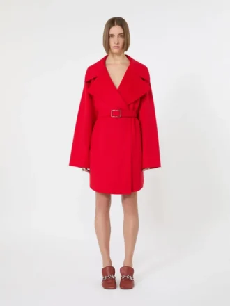 Manteau court en laine, rouge