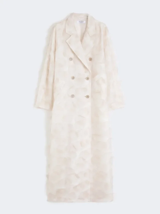 Manteau croisé en jacquard fil coupa, couleur sable Manteau croisé en jacquard fil coupa, couleur sable