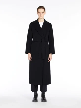 Manteau drapé en laine, bleu outremer