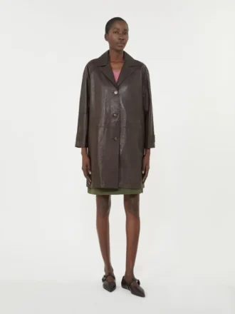 Manteau en cuir nappa, marron Manteau en cuir nappa, marron