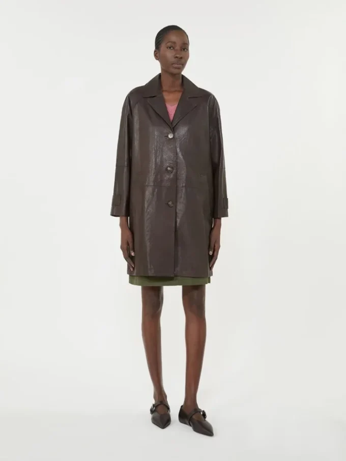 Manteau en cuir nappa, marron Manteau en cuir nappa, marron