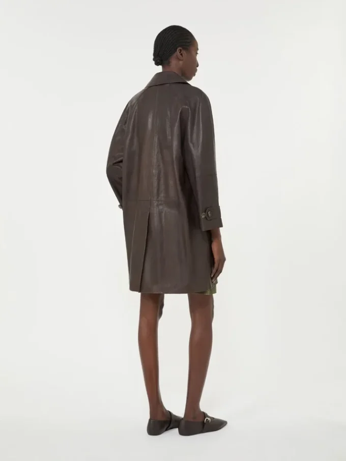 Manteau en cuir nappa, marron Manteau en cuir nappa, marron