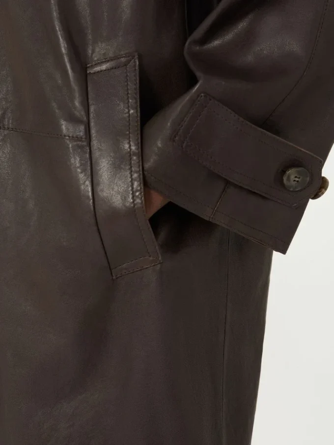 Manteau en cuir nappa, marron Manteau en cuir nappa, marron