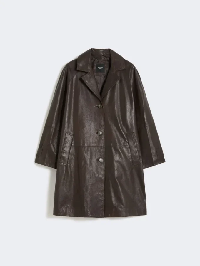 Manteau en cuir nappa, marron Manteau en cuir nappa, marron