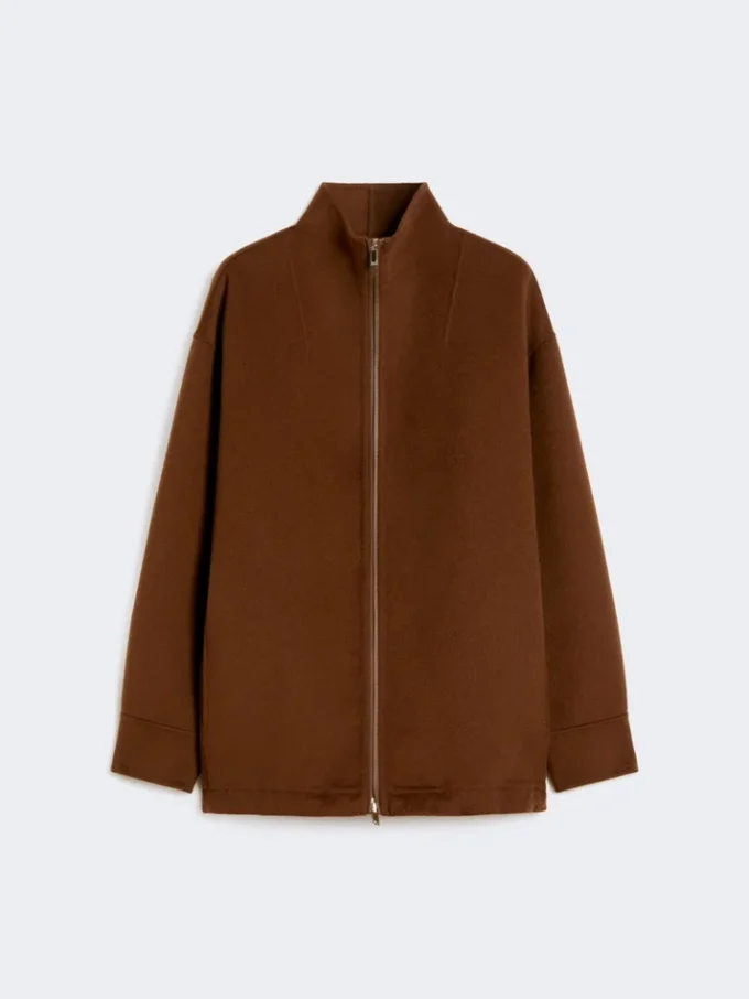 Manteau en laine, cachemire et soie, couleur chocolat