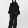 Manteau en laine mélangée avec écharpe, bleu marine