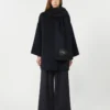 Manteau en laine mélangée avec écharpe, bleu marine