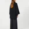 Manteau en laine mélangée avec écharpe, bleu marine