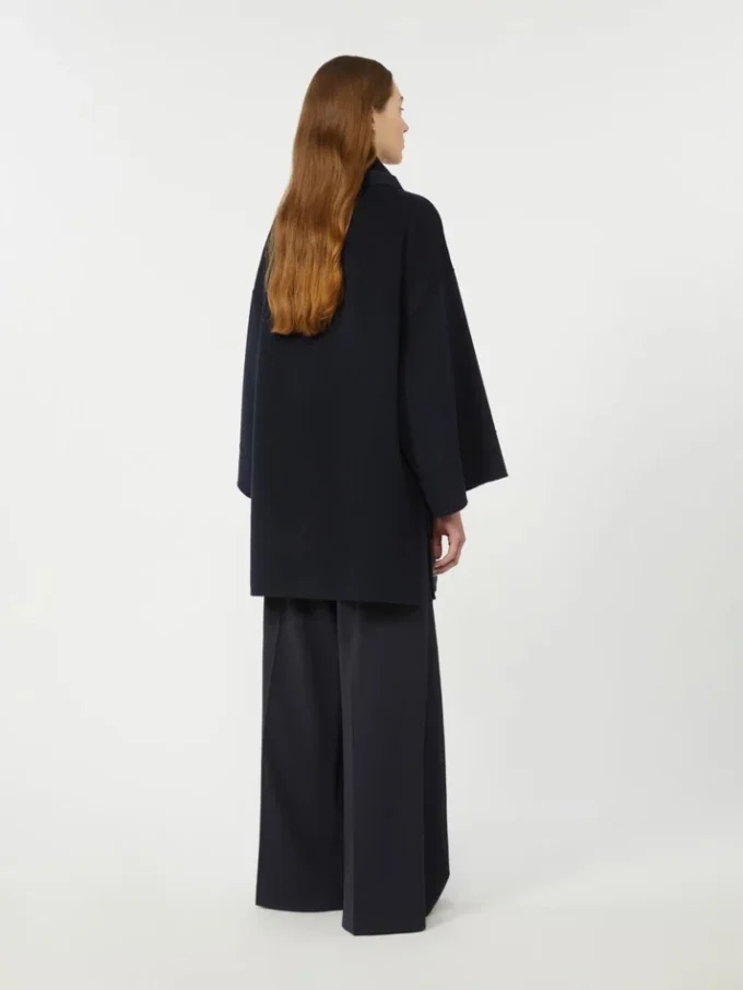 Manteau en laine mélangée avec écharpe, bleu marine