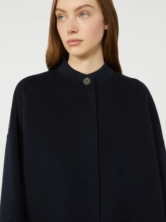 Manteau en laine mélangée avec écharpe, bleu marine