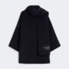 Manteau en laine mélangée avec écharpe, bleu marine