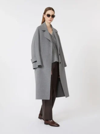 Manteau en laine à simple boutonnage, gris moyen