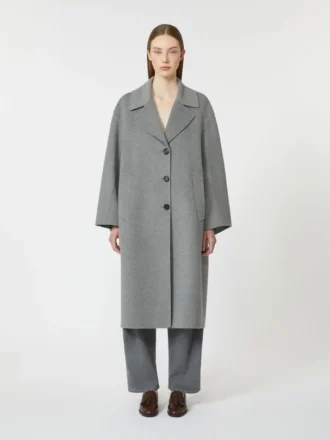 Manteau en laine à simple boutonnage, gris moyen