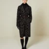 Manteau en velours tacheté à simple boutonnage, noir Manteau en velours tacheté à simple boutonnage, noir
