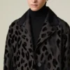 Manteau en velours tacheté à simple boutonnage, noir Manteau en velours tacheté à simple boutonnage, noir