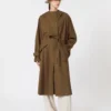 Manteau long en gabardine de laine déperlante, marron Manteau long en gabardine de laine déperlante, marron