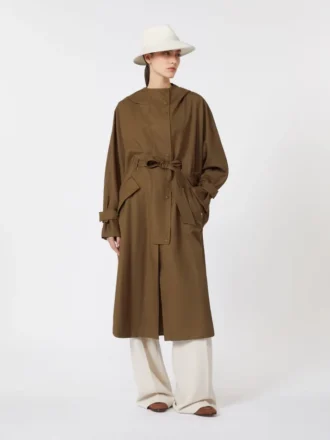 Manteau long en gabardine de laine déperlante, marron Manteau long en gabardine de laine déperlante, marron