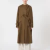 Manteau long en gabardine de laine déperlante, marron Manteau long en gabardine de laine déperlante, marron