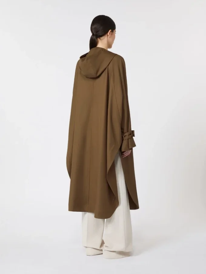 Manteau long en gabardine de laine déperlante, marron Manteau long en gabardine de laine déperlante, marron
