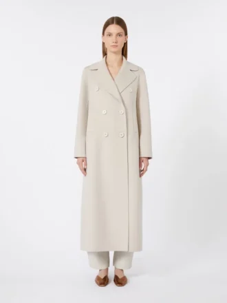 Manteau long en laine avec détail de demi-ceinture, couleur sable Manteau long en laine avec détail de demi-ceinture, couleur sable