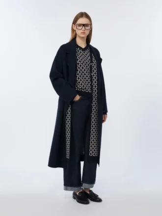 Manteau long en laine, bleu nuit