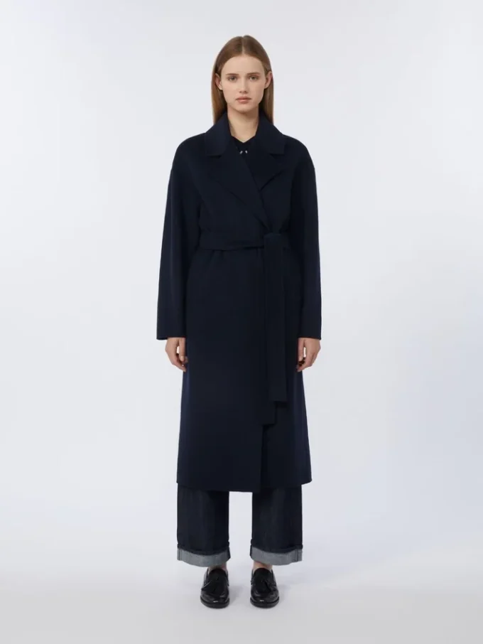 Manteau long en laine, bleu nuit Manteau long en laine, bleu nuit