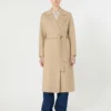 Manteau long en laine, cachemire et soie, couleur sable