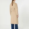 Manteau long en laine, cachemire et soie, couleur sable