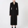 Manteau long en laine coupe ajustée, noir