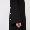 Manteau long en laine coupe ajustée, noir