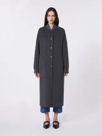 Manteau long en laine, gris foncé