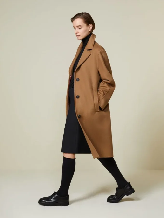 Manteau masculin en cachemire, couleur camel