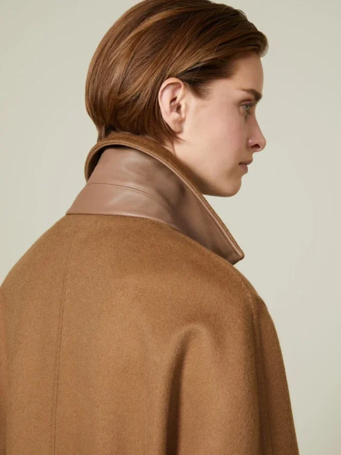 Manteau masculin en cachemire, couleur camel