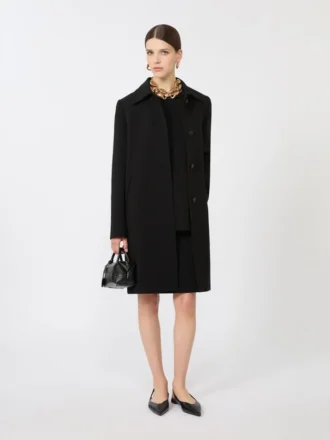 Blouse à col rond en cady, noire