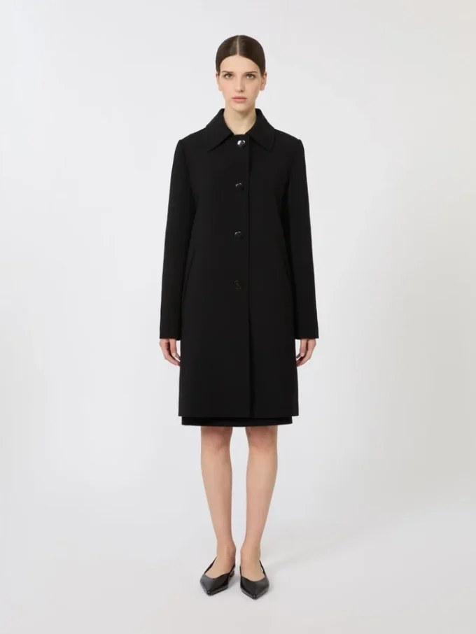Manteau midi en cady, noir Manteau midi en cady, noir