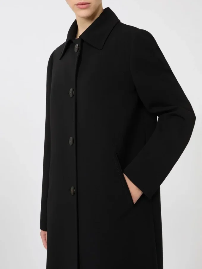 Manteau midi en cady, noir Manteau midi en cady, noir