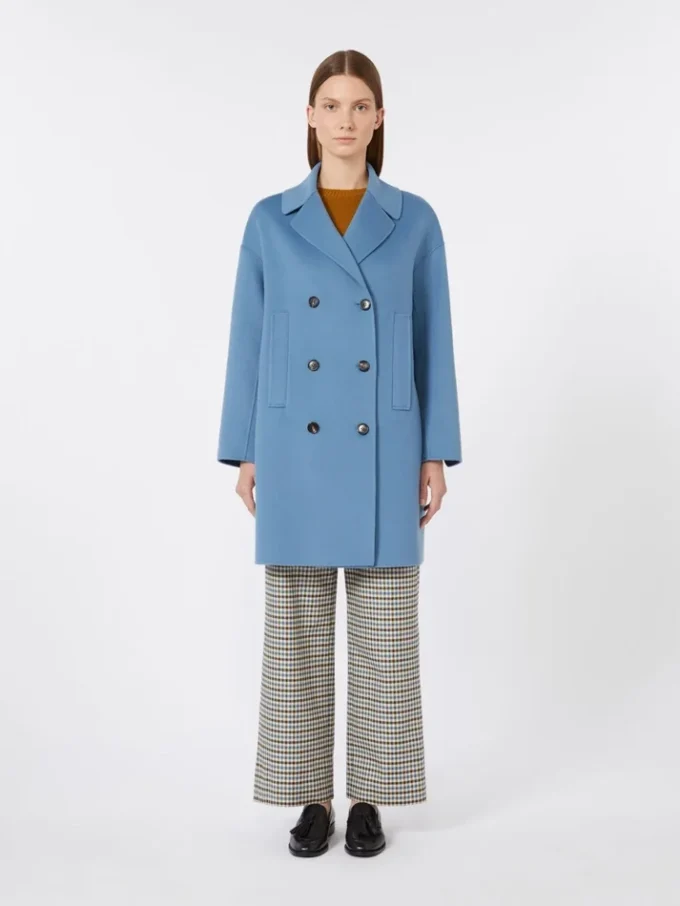 Manteau midi en laine épaisse, bleu clair Manteau midi en laine épaisse, bleu clair