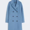 Manteau midi en laine épaisse, bleu clair Manteau midi en laine épaisse, bleu clair