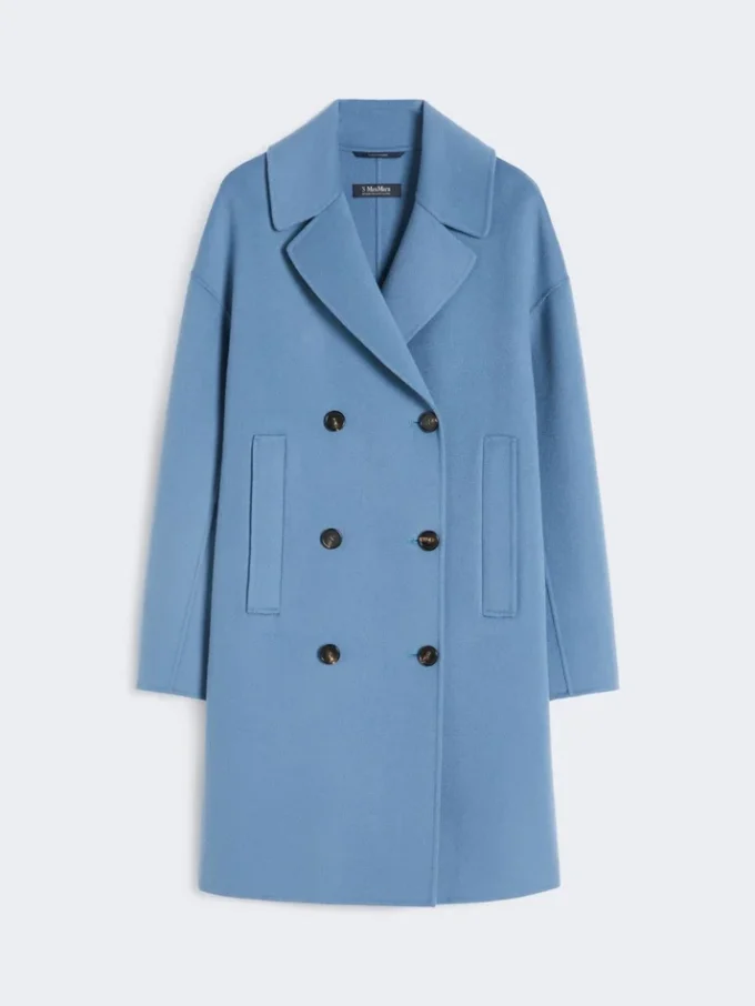 Manteau midi en laine épaisse, bleu clair Manteau midi en laine épaisse, bleu clair
