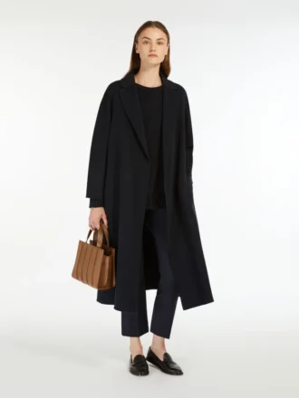 Manteau midi en laine épaisse, bleu nuit