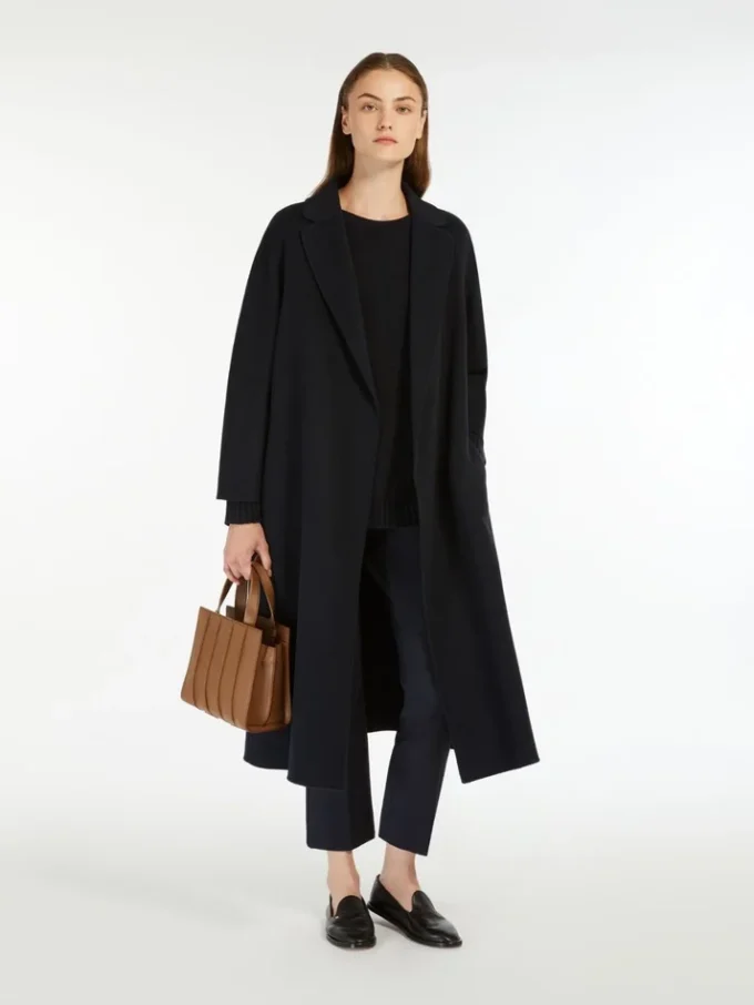 Manteau midi en laine épaisse, bleu nuit Manteau midi en laine épaisse, bleu nuit