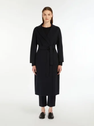 Manteau midi en laine épaisse, bleu nuit