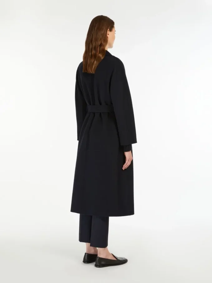 Manteau midi en laine épaisse, bleu nuit Manteau midi en laine épaisse, bleu nuit