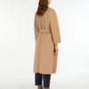 Manteau midi en laine peignée, couleur camel