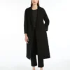 Manteau midi en laine peignée, noir Manteau midi en laine peignée, noir